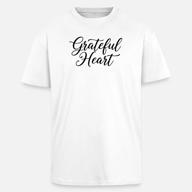 Grateful Heart Script - T-shirt unisexe oversize épais - blanc