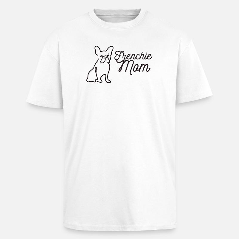 Frenchie Mom Silhouette Script Lineart - Unisex Oversized Heavyweight T-shirt - white