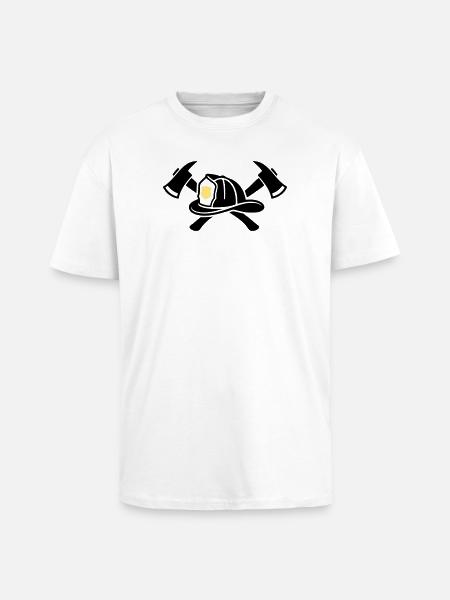 Casque de pompier Aexte Graphic - T-shirt unisexe oversize épais - blanc