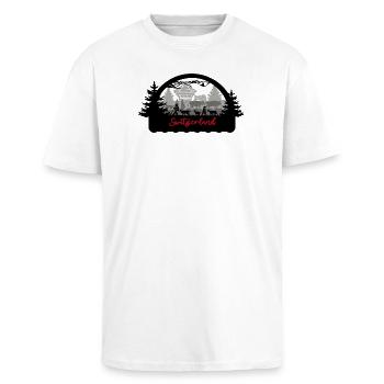 Switzerland Scherenschnitt - Oversized Heavyweight Unisex T-Shirt - Weiß - Vorne - Alina (178cm) & Michal (187cm)
