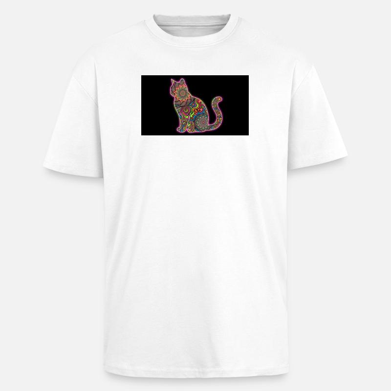 Psychedelic Cat Patterns - Unisex Oversized Heavyweight T-shirt - white
