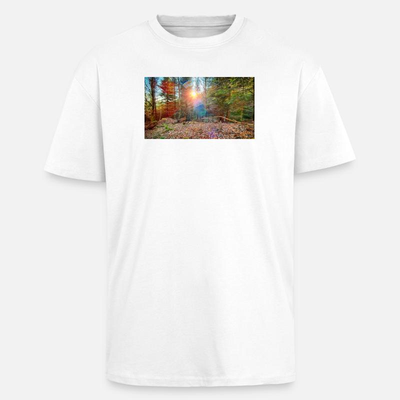 Sonnenlicht im Herbstwald - Oversized Heavyweight Unisex T-Shirt - Weiß