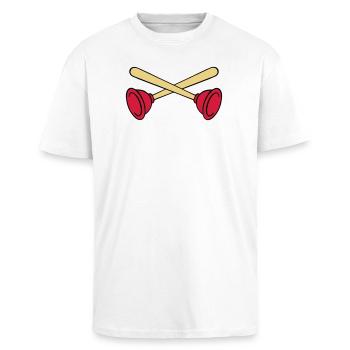 Pömpel crossed - Oversized Heavyweight Unisex T-Shirt - Weiß - Vorne - Alina (178cm) & Michal (187cm)