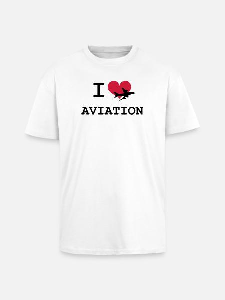 I Love Aviation - T-shirt unisexe oversize épais - blanc