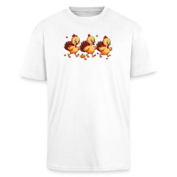 Bébé dinde de Thanksgiving - T-shirt unisexe oversize épais - blanc - Devant - Alina (178cm) & Michal (187cm)