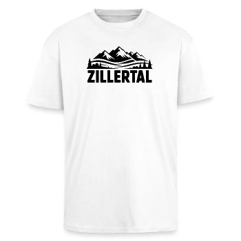 Zillertal - Souvenir Design - Oversized Heavyweight Unisex T-Shirt - Weiß - Vorne - Alina (178cm) & Michal (187cm)