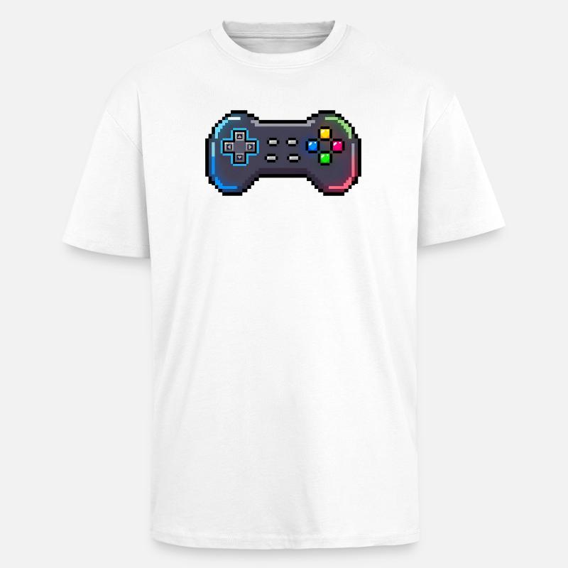 Retro-Gamepad Neon-Pixelstil - Oversized Heavyweight Unisex T-Shirt - Weiß