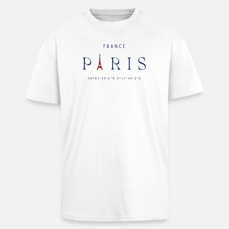 Pariser Blauer Eiffelturm Rot - Oversized Heavyweight Unisex T-Shirt - Weiß