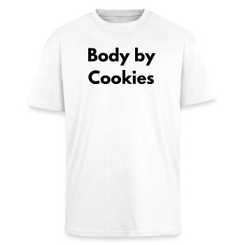 Body by cookies - Unisex Oversized Heavyweight T-shirt - white - Front - Alina (178cm) & Michal (187cm)