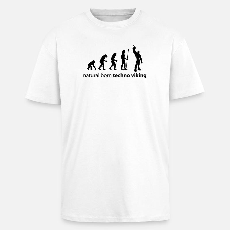 evolution_techno_viking - Oversized Heavyweight Unisex T-Shirt - Weiß