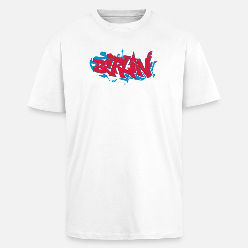 Berliner Graffiti Skyline - Oversized Heavyweight Unisex T-Shirt - Weiß