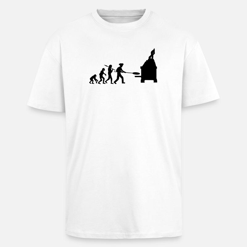 Evolution Pizza Baker - Unisex Oversized Heavyweight T-shirt - white