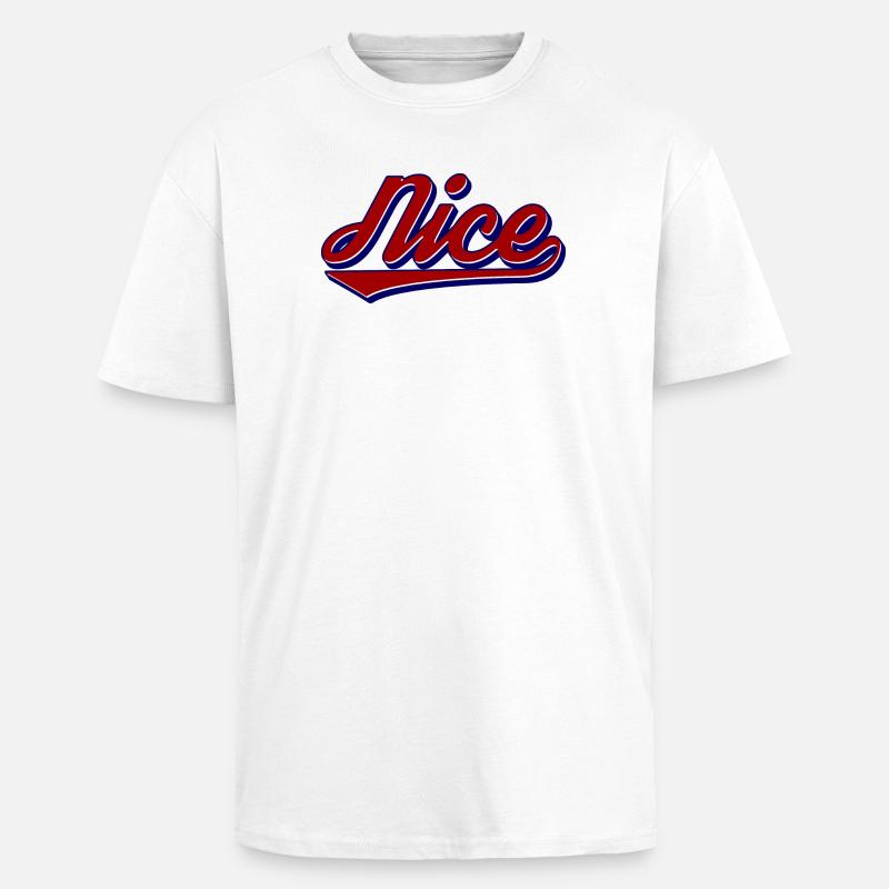 Nice Script Retro Logo Style - Unisex Oversized Heavyweight T-shirt - white
