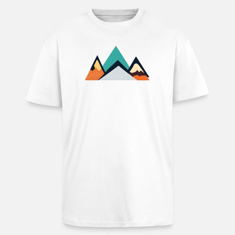 Minimalistisches Berg-Emblem | Mountains - Oversized Heavyweight Unisex T-Shirt - Weiß