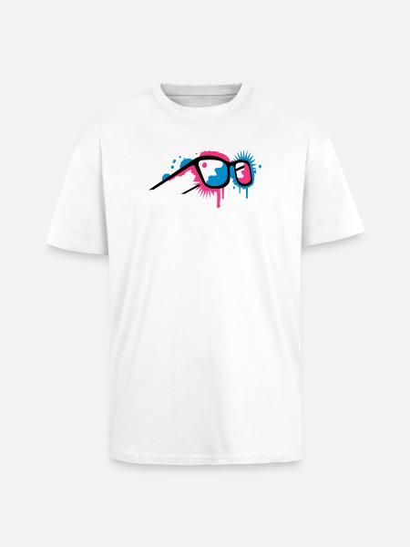 3D glasses in graffiti style - Unisex Oversized Heavyweight T-shirt - white