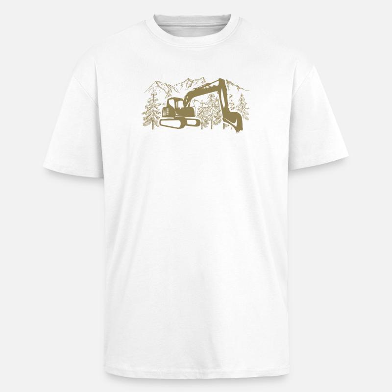 Bagger Silhouette Baugeräteführer Arbeit - Oversized Heavyweight Unisex T-Shirt - Weiß