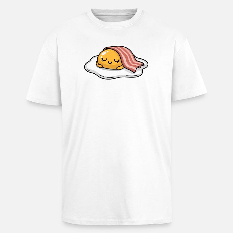 Sleeping Egg with Bacon Cartoon - Oversized Heavyweight Unisex T-Shirt - Weiß