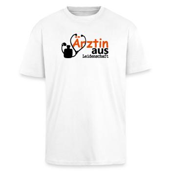 Ärztin aus Leidenschaft Geschenk - Oversized Heavyweight Unisex T-Shirt - Weiß - Vorne - Alina (178cm) & Michal (187cm)