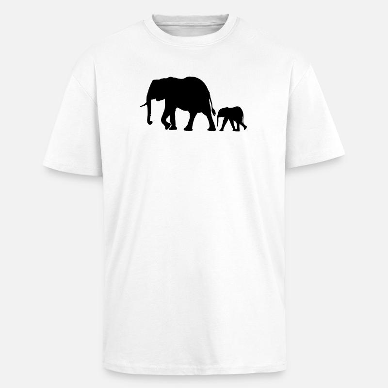 Elefanten - Oversized Heavyweight Unisex T-Shirt - Weiß