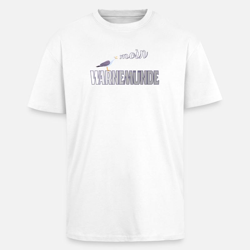 Warnemünde Möwe mit Moin Ostee - Oversized Heavyweight Unisex T-Shirt - Weiß