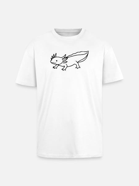 Axolotl Line Drawing | Minimalist amphibian - Unisex Oversized Heavyweight T-shirt - white