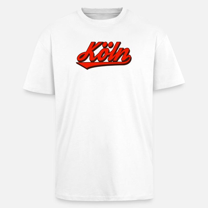 Köln Retro Script Logo Rot - Oversized Heavyweight Unisex T-Shirt - Weiß