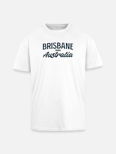 Brisbane Australia Script - Unisex Oversized Heavyweight T-shirt - white