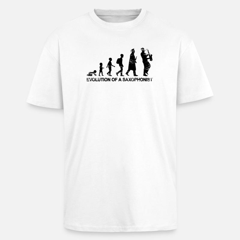 Entwicklung eines Saxophonisten - Oversized Heavyweight Unisex T-Shirt - Weiß
