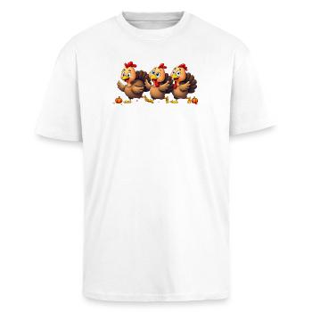 Thanksgiving Truthahn Baby - Oversized Heavyweight Unisex T-Shirt - Weiß - Vorne - Alina (178cm) & Michal (187cm)