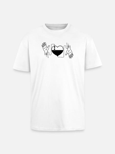 Blutspendende Herzhände - Oversized Heavyweight Unisex T-Shirt - Weiß