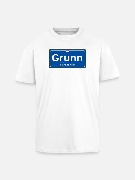 Grunn (Groningen) place name sign - Unisex Oversized Heavyweight T-shirt - white
