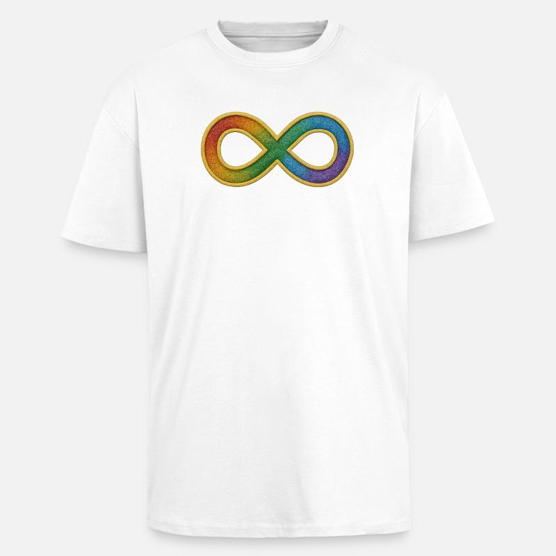 Rainbow infinity symbol for diversity - Unisex Oversized Heavyweight T-shirt - white