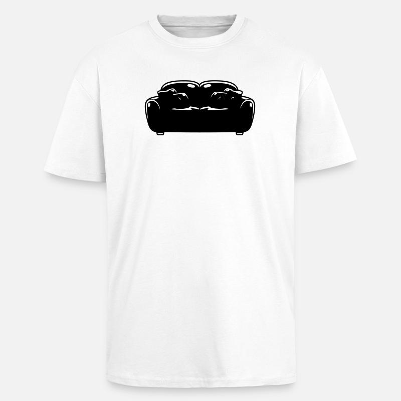 Sofa Couch Silhouette Chill Vector - Unisex Oversized Heavyweight T-shirt - white