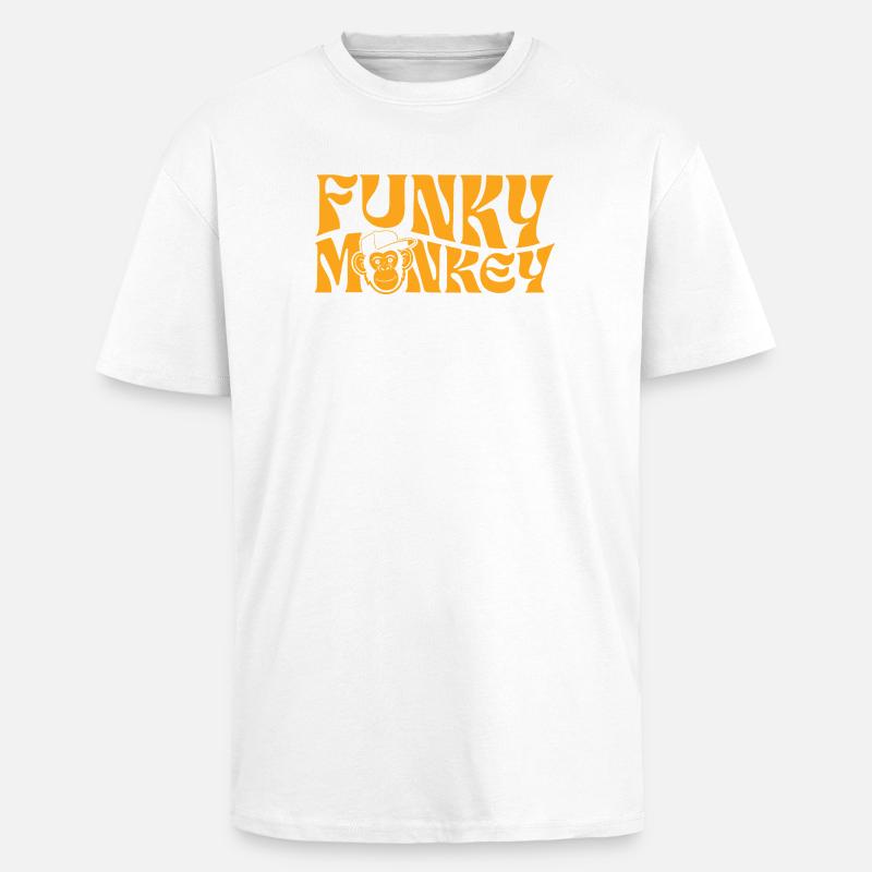 Funky Monkey Retro-Typografie - Oversized Heavyweight Unisex T-Shirt - Weiß