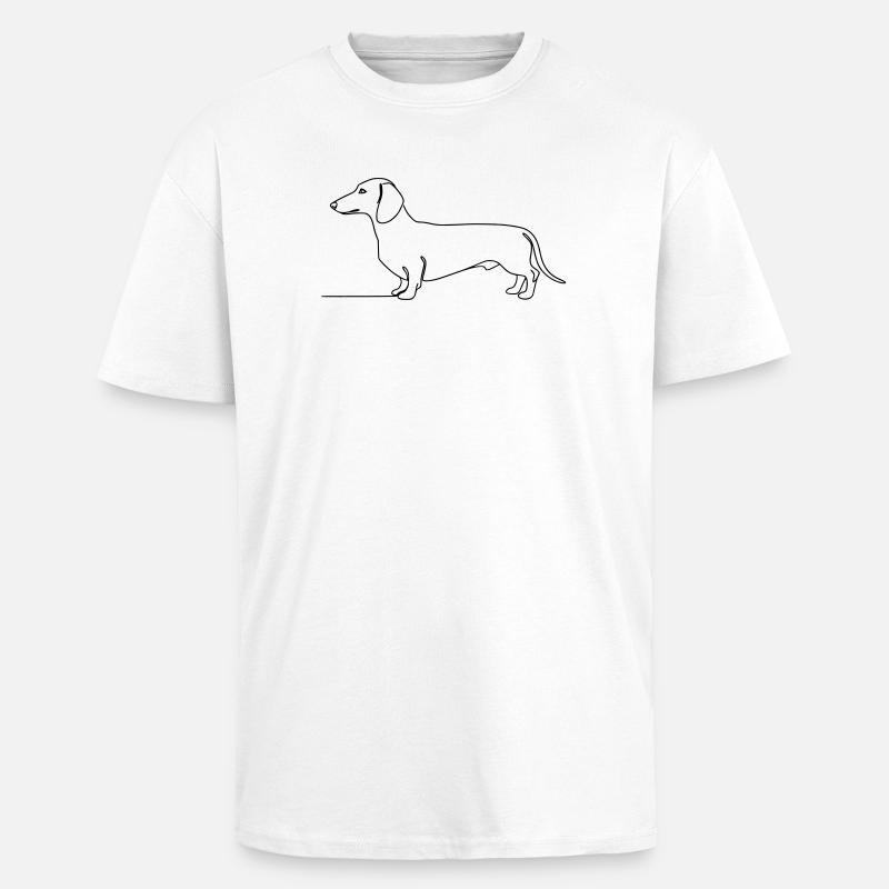 Dackel Teckel One Line Art - Oversized Heavyweight Unisex T-Shirt - Weiß