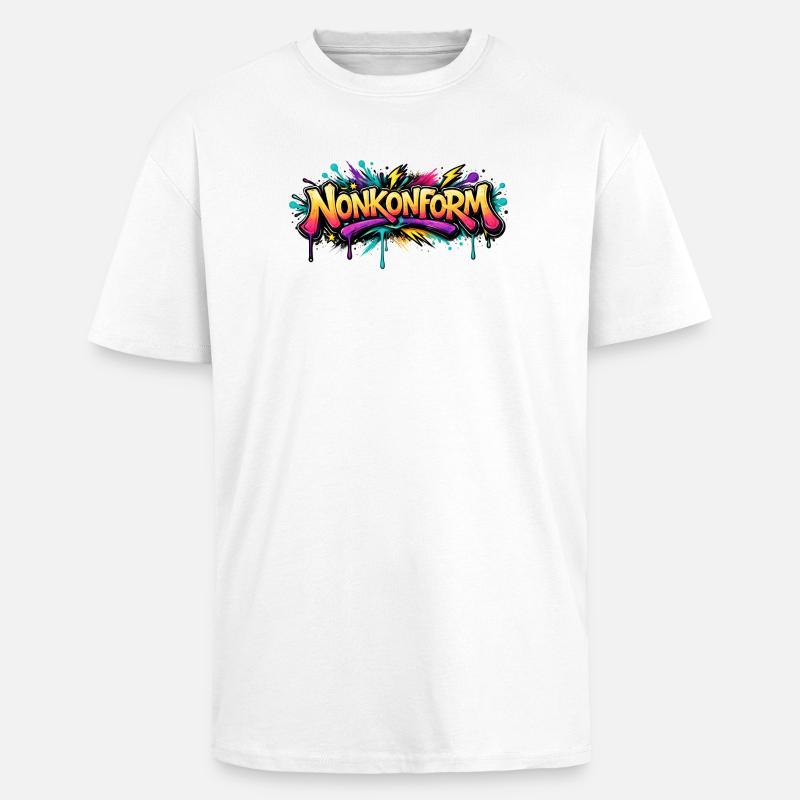 Nonkonform Graffiti  - Oversized Heavyweight Unisex T-Shirt - Weiß