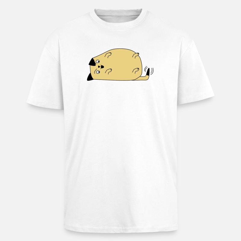Chien regarde sa queue - T-shirt unisexe oversize épais - blanc