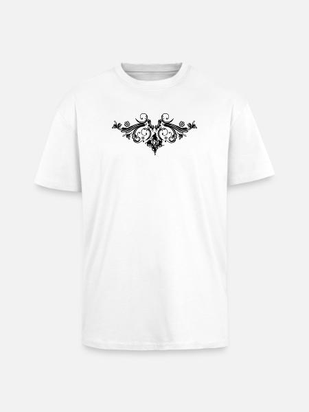Filigrane Blumenranke, Barock Style. - Oversized Heavyweight Unisex T-Shirt - Weiß