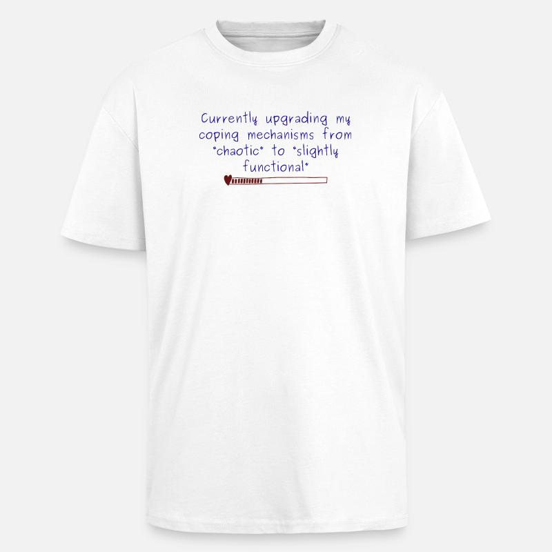 Chaotic to Slightly Functional Coping design - Unisex Oversized Heavyweight T-shirt - white
