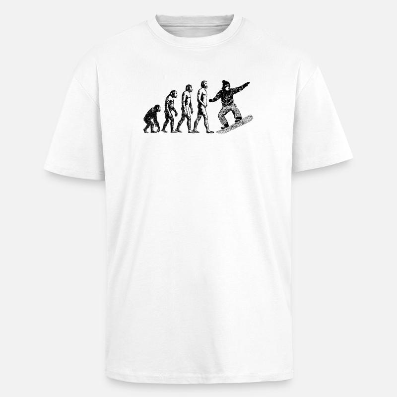 Evolution to snowboarder grunge design - Unisex Oversized Heavyweight T-shirt - white