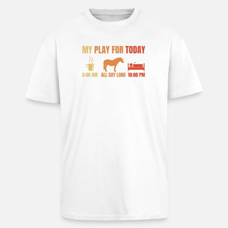 Kaffee Pferde Schlafen - Oversized Heavyweight Unisex T-Shirt - Weiß