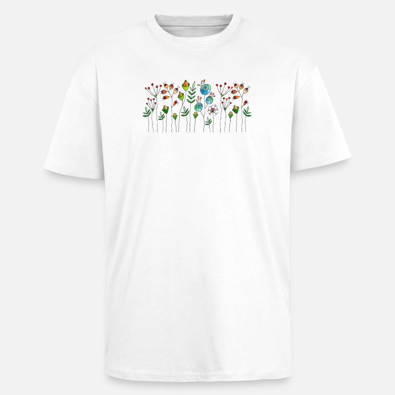 Fleur - T-shirt unisexe oversize épais - blanc