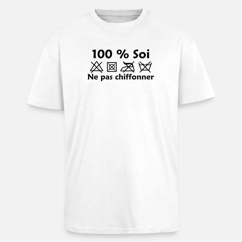 Ne pas chiffonner - T-shirt unisexe oversize épais - blanc