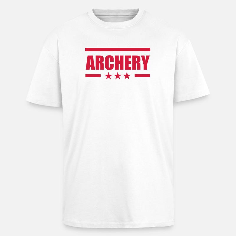 Archery / Bogenschießen / Tir à l'arc - T-shirt unisexe oversize épais - blanc
