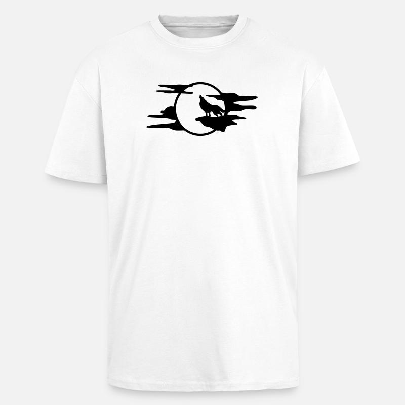 Le loup noir - T-shirt unisexe oversize épais - blanc