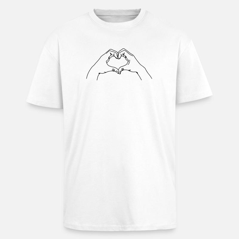 Geste de la main AMOUR - T-shirt unisexe oversize épais - blanc