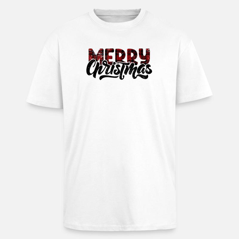 Plaid Glitch Typography - Unisex Oversized Heavyweight T-shirt - white