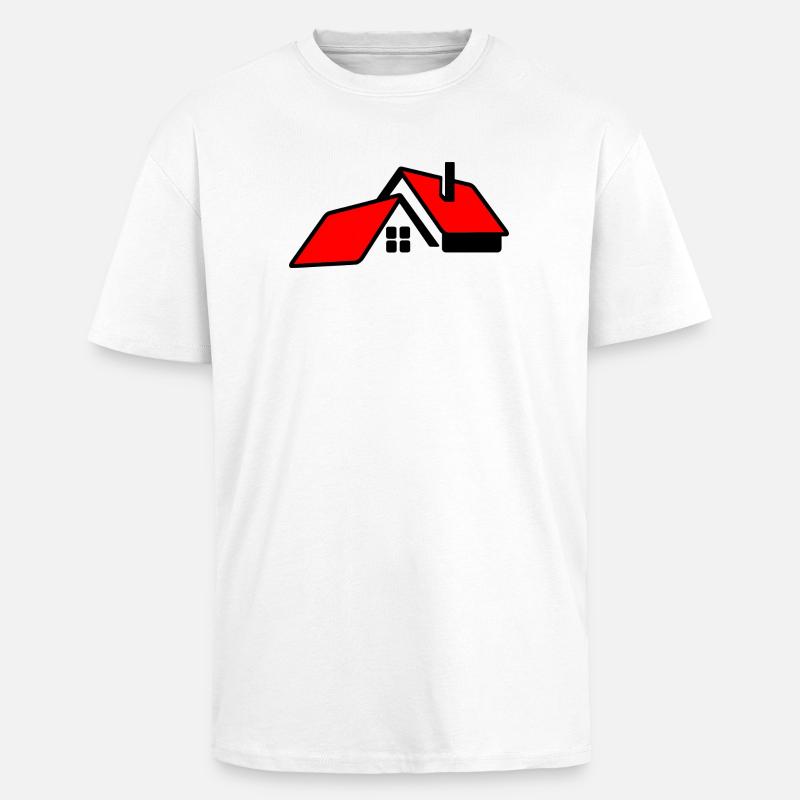 Haus mit rotem Dachlogo - Oversized Heavyweight Unisex T-Shirt - Weiß
