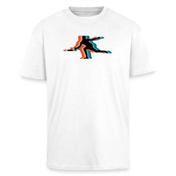 Frisbee Player Retro Silhouette Vintage Flying Dis - Unisex Oversized Heavyweight T-shirt - white - Front - Alina (178cm) & Michal (187cm)