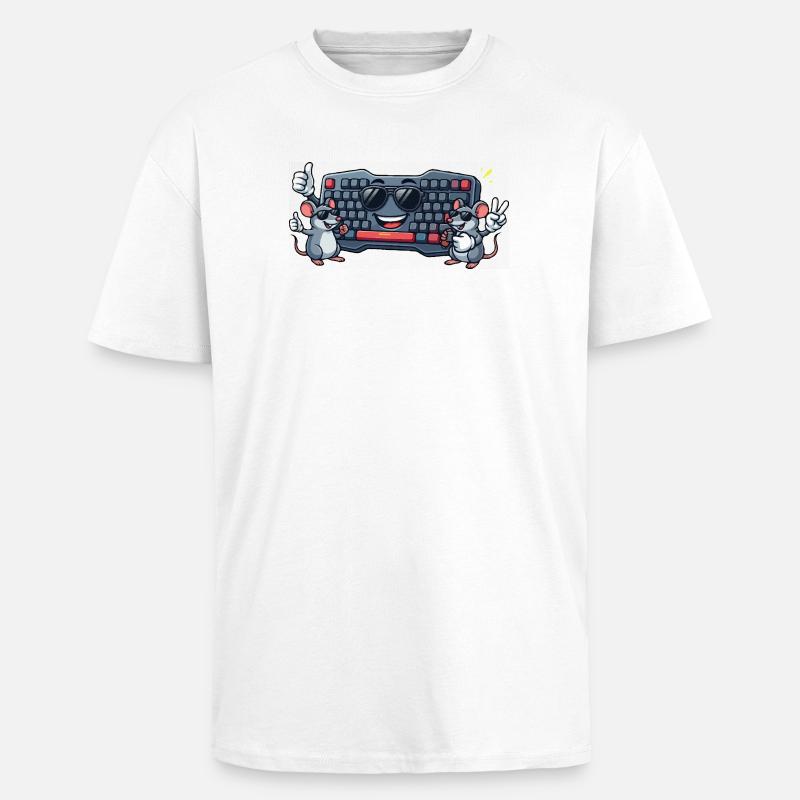 Duo de souris à clavier - T-shirt unisexe oversize épais - blanc